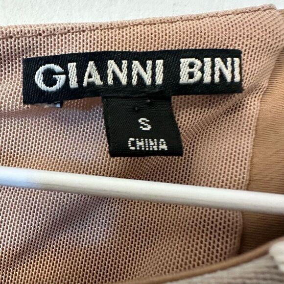 Gianni Bini Embroidered Damask Overlay Sleeveless A-line Mini Dress Tan Small - Picture 4 of 5